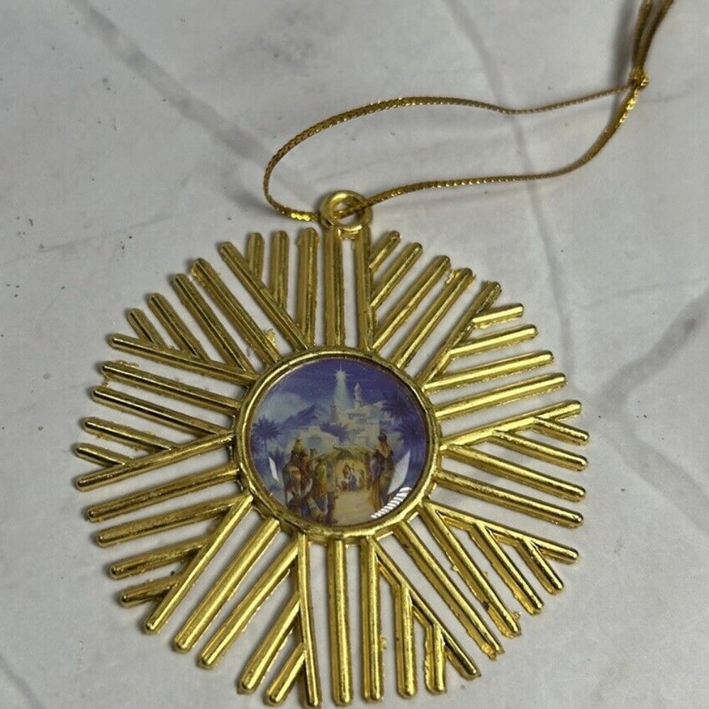 Christmas NATIVITY Ornament Gold Star Oblate Missions San Antonio TX